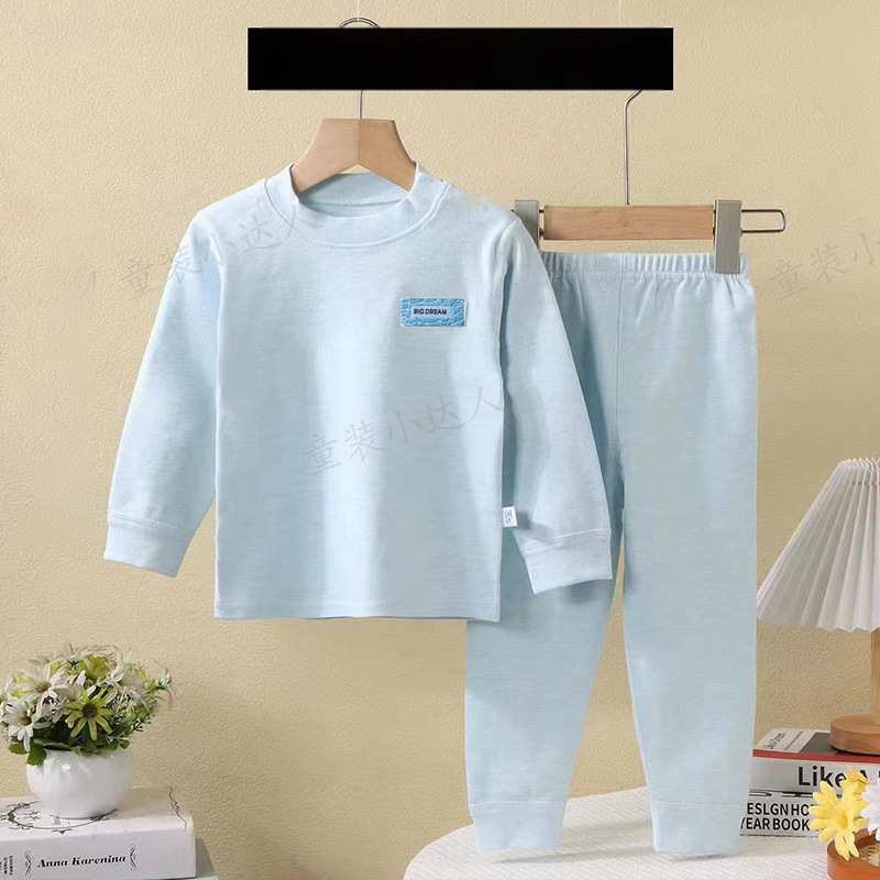 Bērnu divu daļu kokvilnas mājas komplekts, garas piedurknes, pulovers bez kapuces, 90% kokvilna, vecums 3–8 gadi, piemērots ziemai, pavasarim un rudenim