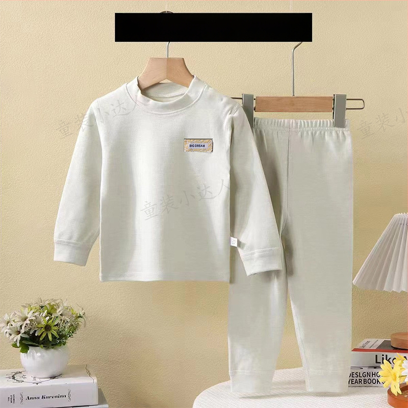 Bērnu divu daļu kokvilnas mājas komplekts, garas piedurknes, pulovers bez kapuces, 90% kokvilna, vecums 3–8 gadi, piemērots ziemai, pavasarim un rudenim