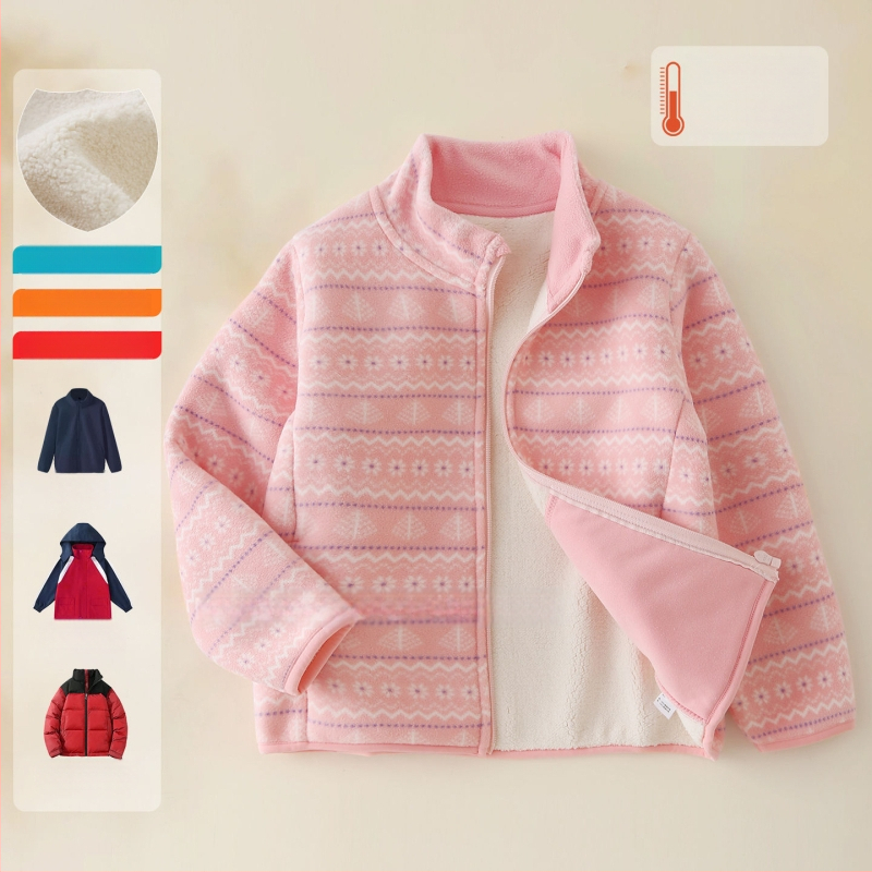 Bērnu flīsa jaka ar stāvošu apkakli, rāvējslēdzēja aizdare, bieza flīze, iekšējā odere 100% poliester