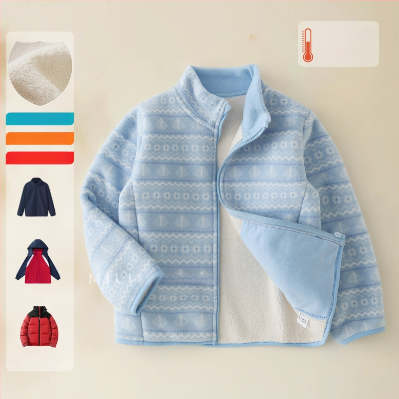 Bērnu flīsa jaka ar stāvošu apkakli, rāvējslēdzēja aizdare, bieza flīze, iekšējā odere 100% poliester
