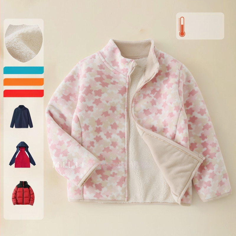 Bērnu flīsa jaka ar stāvošu apkakli, rāvējslēdzēja aizdare, bieza flīze, iekšējā odere 100% poliester