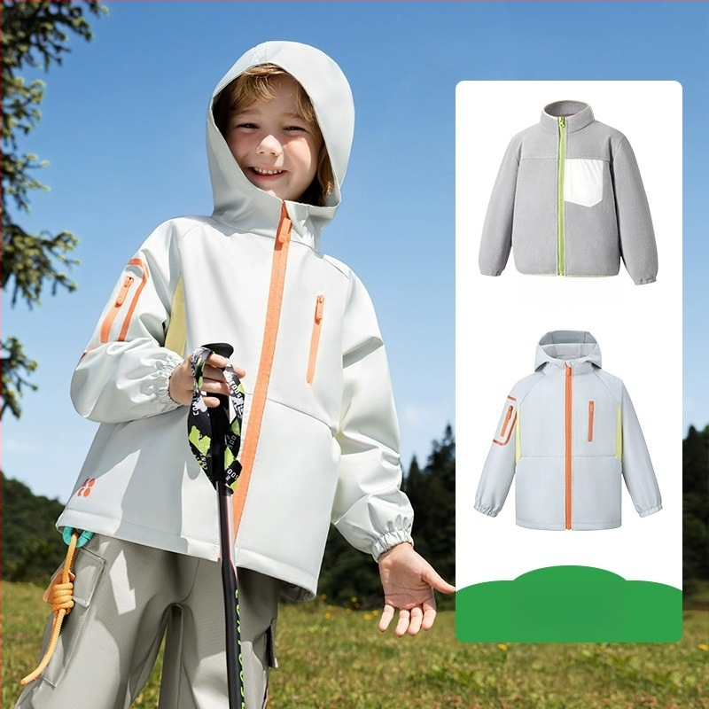 Bērnu softshell jaka ar kapuci - ūdensizturība 5000 mm, ārējais materiāls poliesters, odere poliesters, vecums 7–12 gadi