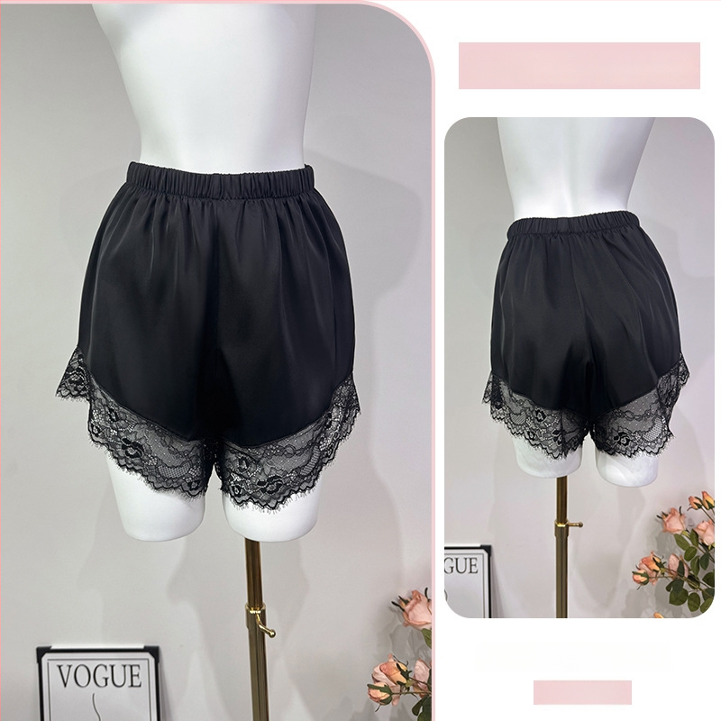 Σετ πιτζάμες με δαντέλα για μεγάλος μέγεθος: πουκάμισο με V-λαιμό και χαλαρή νυχτικιά, πολυεστέρας, κατάλληλο για όλες τις εποχές