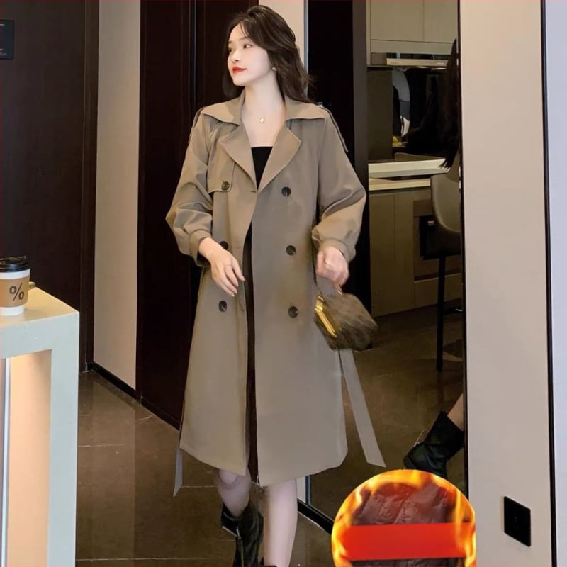 Női középmagasságú pamut-keverék szélkabát, A-vonalú sziluett, hercegnő ujjú, közepes vastagság