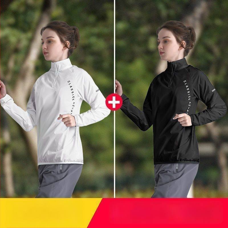 Γυναικεία ζακέτα προπόνησης με μισό φερμουάρ, μακριά μανίκια, πολυεστέρας, γρήγορο στέγνωμα, γιακά polo