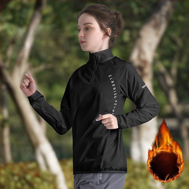 Γυναικεία ζακέτα προπόνησης με μισό φερμουάρ, μακριά μανίκια, πολυεστέρας, γρήγορο στέγνωμα, γιακά polo