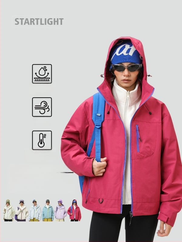 Kapucnis szélálló kabát, egyszínű poliészter anyag, vastag anyag, laza szabás, cipzár elöl