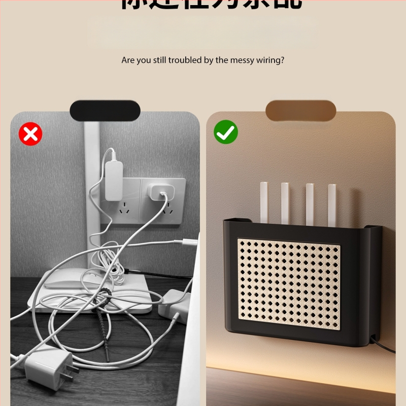 Wi-Fi router kutija za pohranu u vintage stilu, zidni ormarić za TV, polica za set-top box i upravljanje kabelima