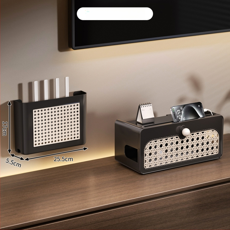 Wi-Fi router kutija za pohranu u vintage stilu, zidni ormarić za TV, polica za set-top box i upravljanje kabelima