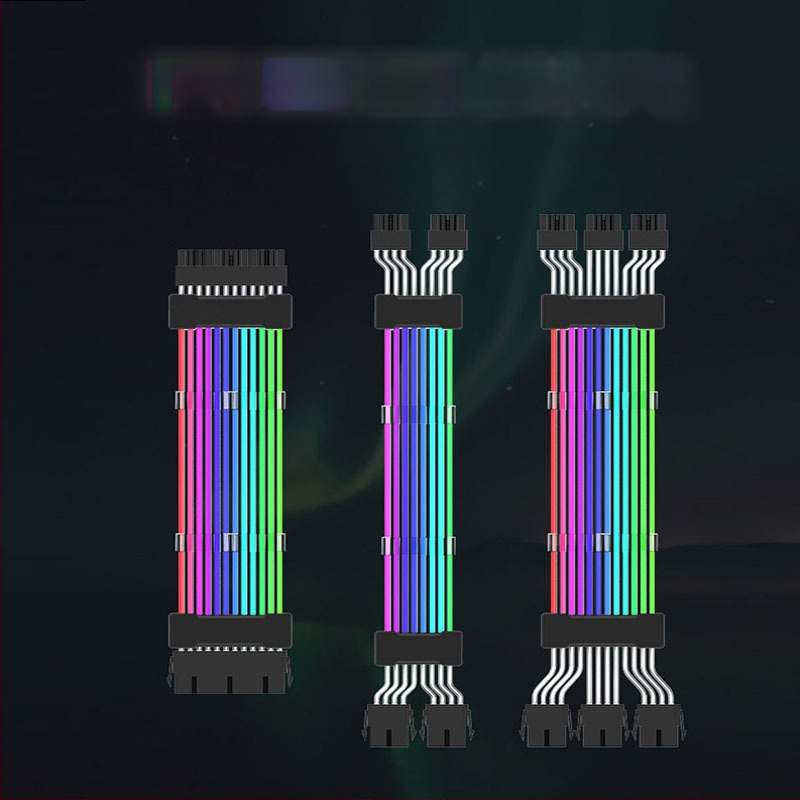 ARGB paplašināšanas kabelis sinhronizācijai, 24PIN interfeiss, 2×8P un 3×8P savienojumi, vara vadītājs, 305 mm garums