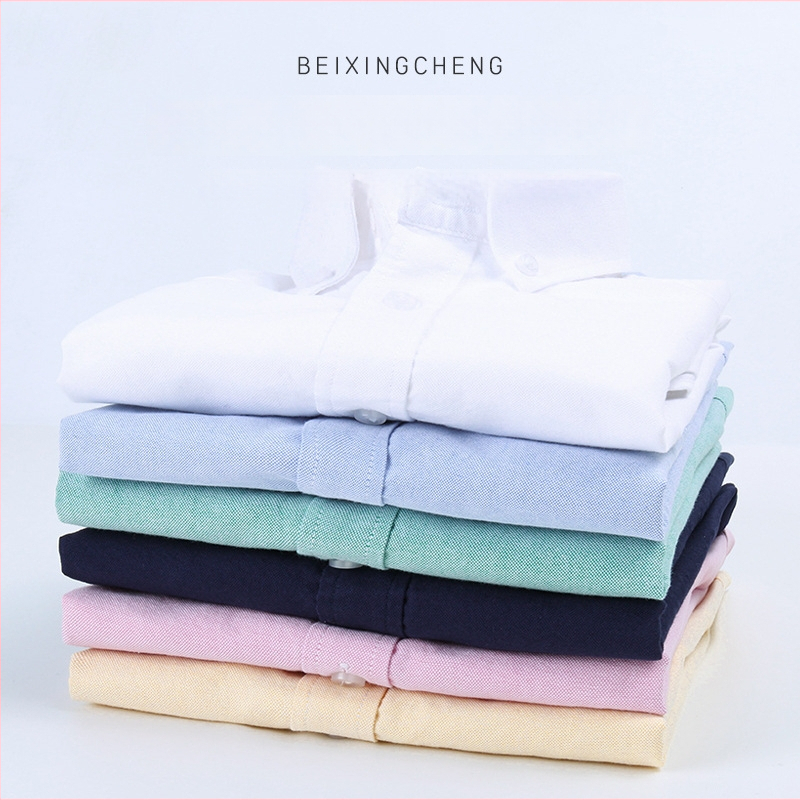 Bērnu oksforda kokvilnas krekliņš, garas piedurknes, smailā apkakle, 100% kokvilna, ikdienas akadēmiskais stils