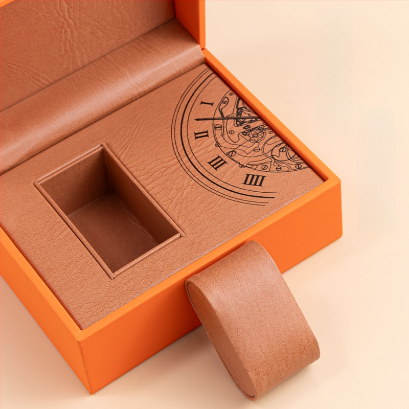 Кутия за часовници с PU кожена възглавничка и щракващ капак, модел Tx-19, бяла външна обложка, продажбено опаковане, подаръчно опаковане