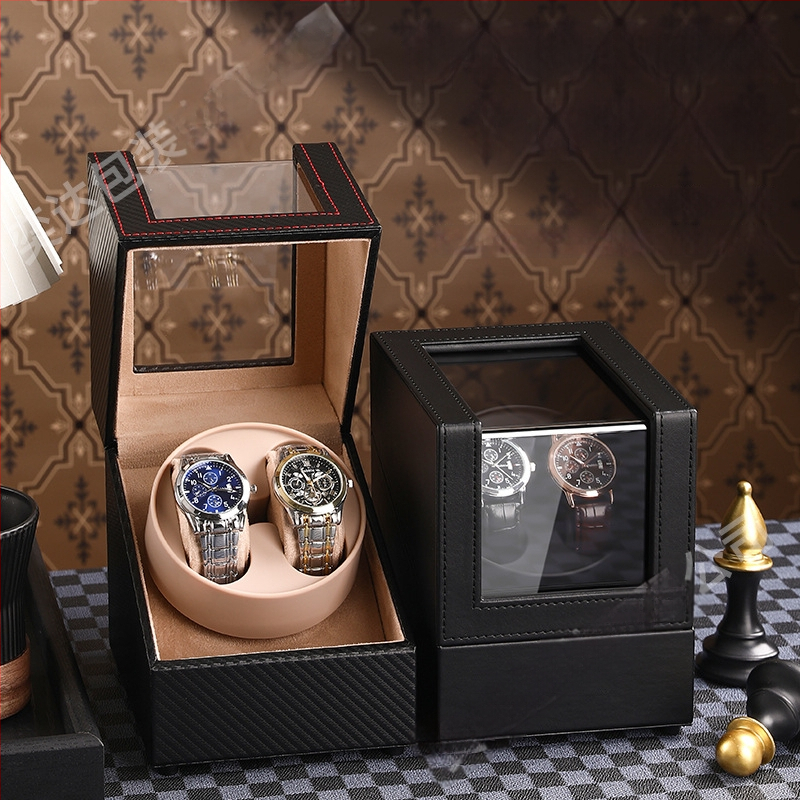 Уиндър за часовници с две позиции — автоматичен, електрически тих, ръчно изработен, PU кожа + MDF, марка Yida