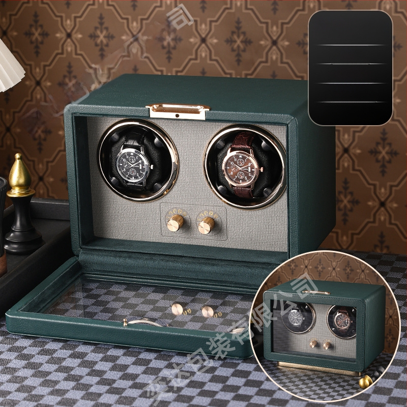 Уиндър за часовници с две позиции — автоматичен, електрически тих, ръчно изработен, PU кожа + MDF, марка Yida