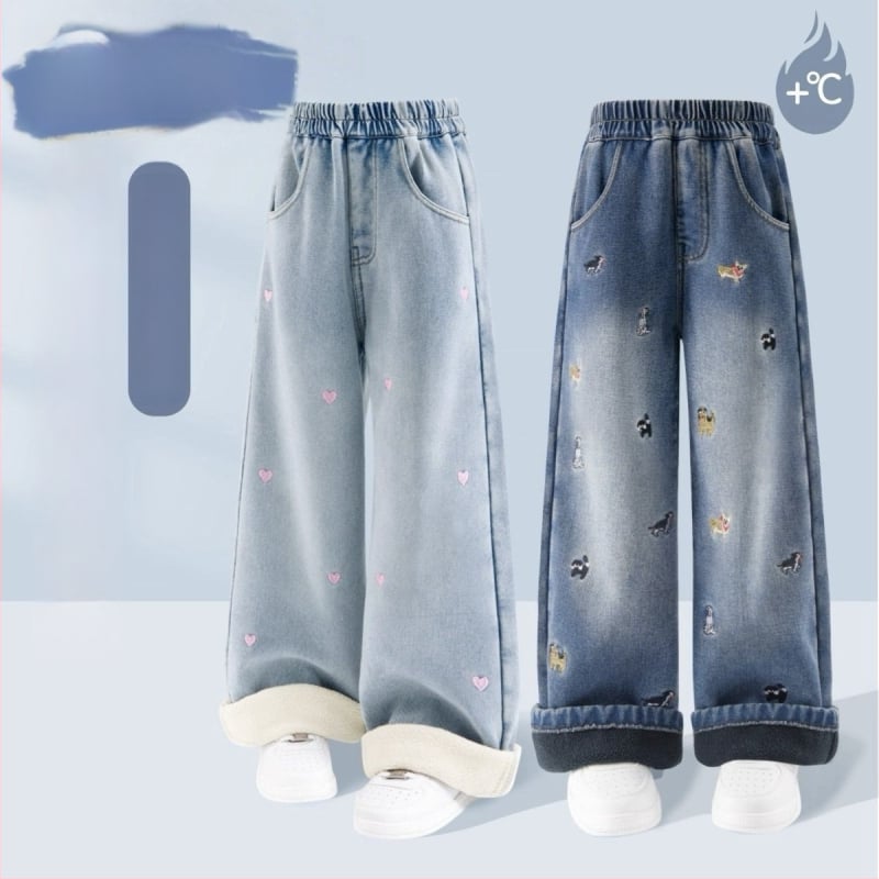 Dječje traperice s širokim nogavicama, flis podstava, elastični pojas, debeli materijal, za uzrast 1-3 godine