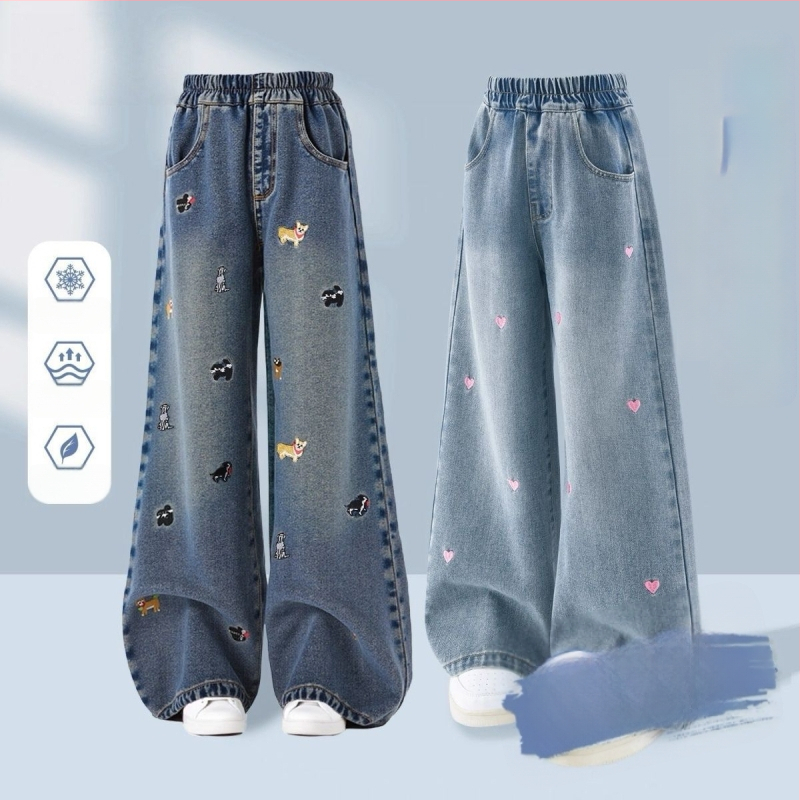 Dječje traperice s širokim nogavicama, flis podstava, elastični pojas, debeli materijal, za uzrast 1-3 godine