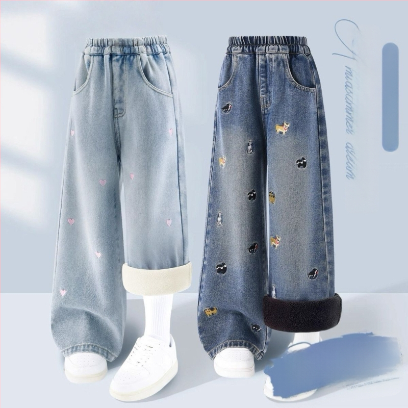 Dječje traperice s širokim nogavicama, flis podstava, elastični pojas, debeli materijal, za uzrast 1-3 godine