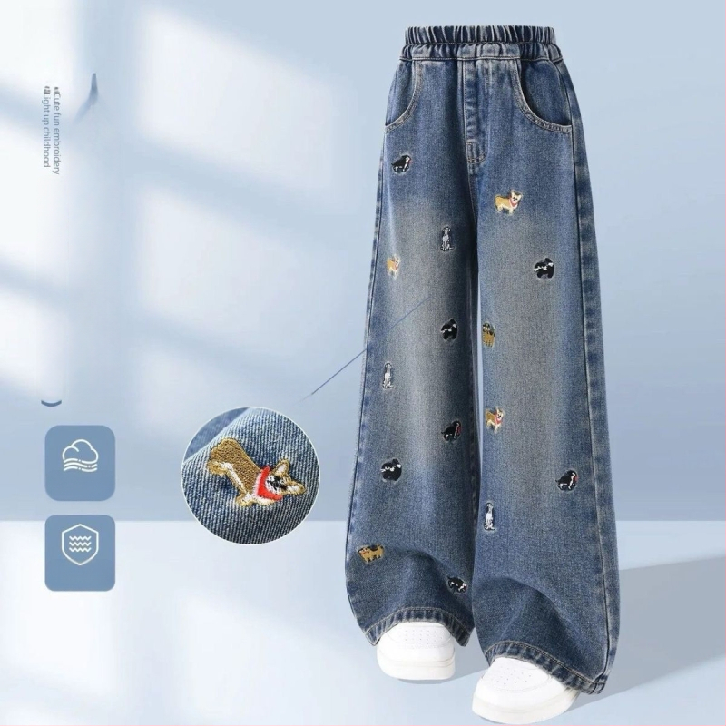 Dječje traperice s širokim nogavicama, flis podstava, elastični pojas, debeli materijal, za uzrast 1-3 godine