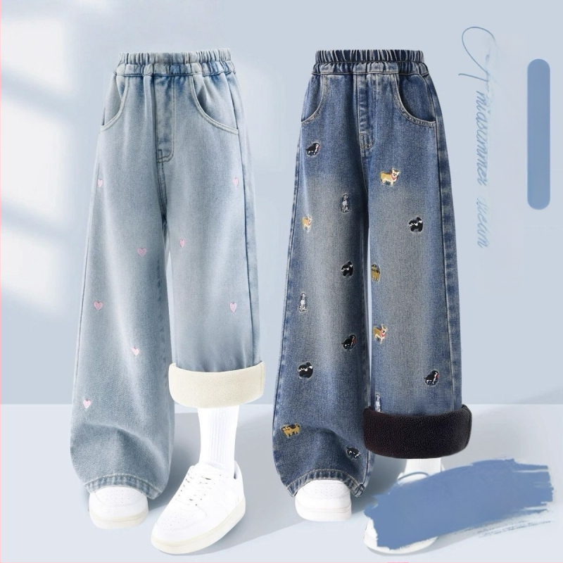 Dječje traperice s širokim nogavicama, flis podstava, elastični pojas, debeli materijal, za uzrast 1-3 godine