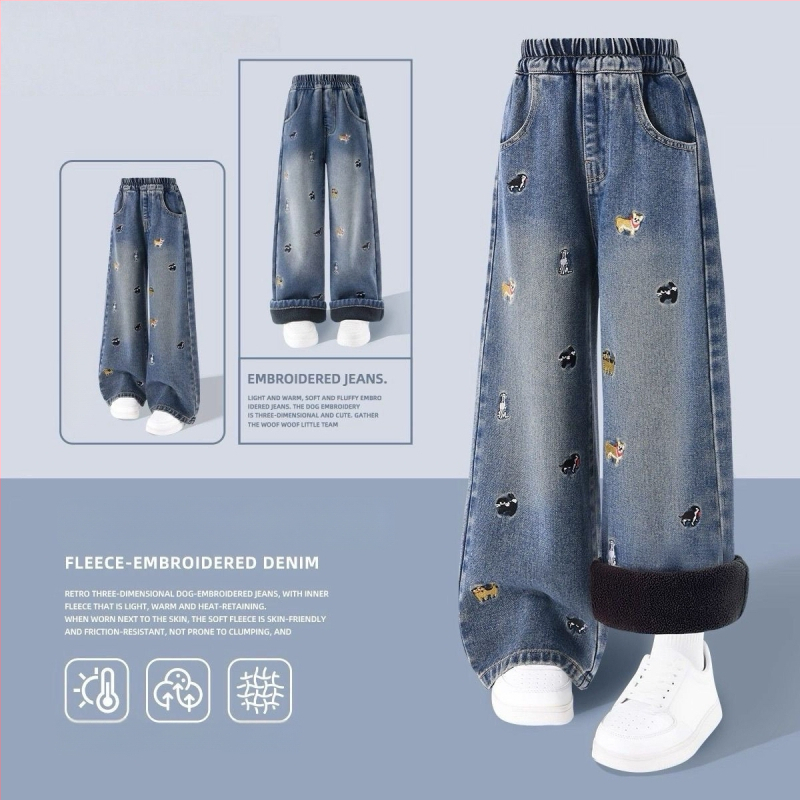 Dječje traperice s širokim nogavicama, flis podstava, elastični pojas, debeli materijal, za uzrast 1-3 godine