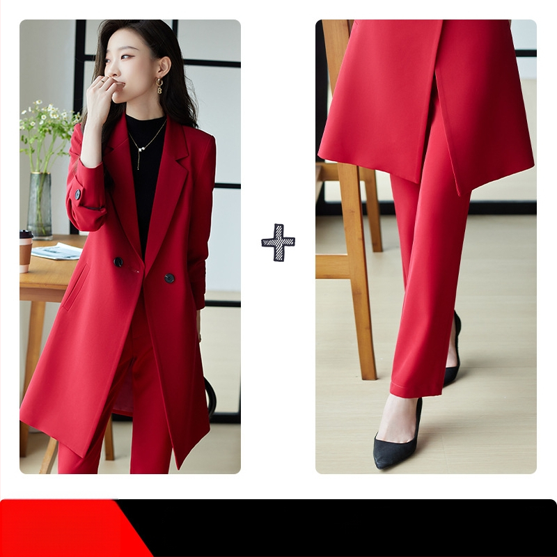 Női szélkabát-öltöny | TR anyag; 95% poliészter + 5% elasztán; öltöny gallér; kétgombos zárás; középhosszú