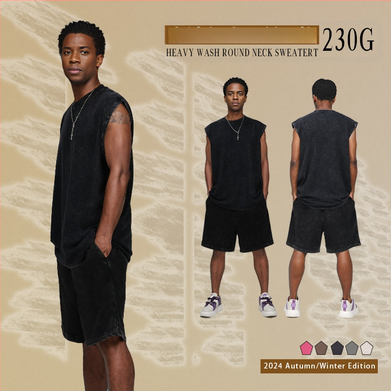 Bez piedurknēm kokvilnas veste, brīvā piegriezuma, batik tehnika, retro stils, apaļš gals