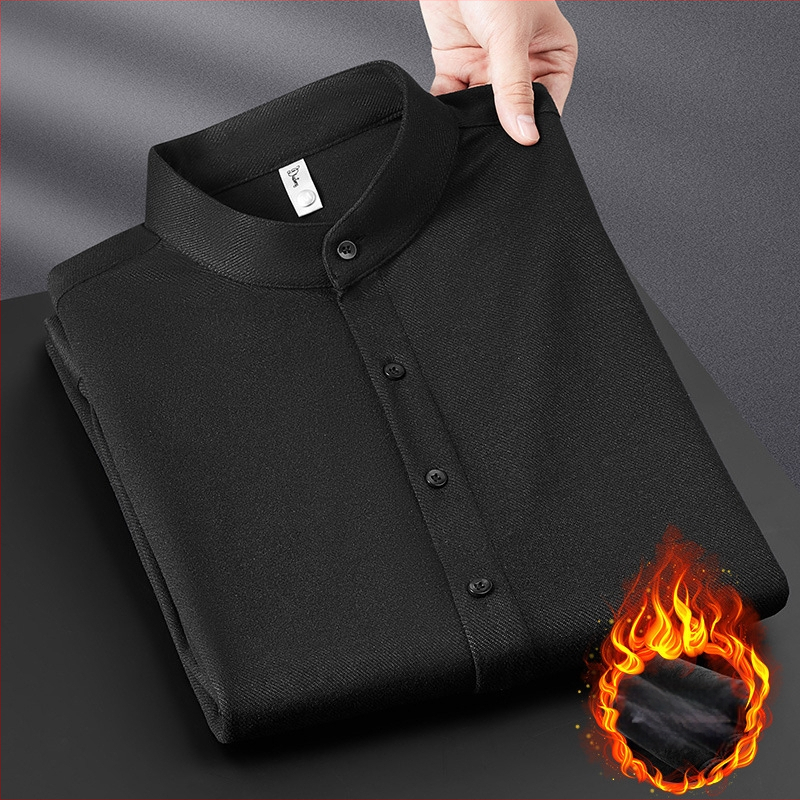 Vyrų marškiniai, siauras kirpimas, stovinti apykaklė, ilgos rankovės, viskozės/polisterio/spandekso mišinio audinys be lyginimo