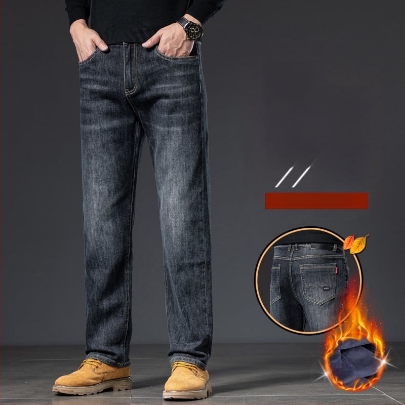 Meeste teksased - sirged sääred, fliisvooder, mikroelastsus, keskmine talje, kivipesu