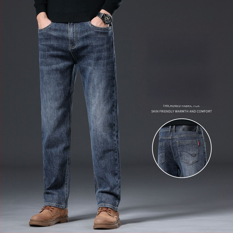 Meeste teksased - sirged sääred, fliisvooder, mikroelastsus, keskmine talje, kivipesu