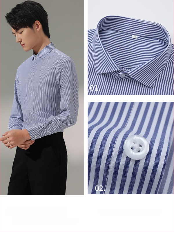 Meeste triibuline pikkade varrukatega särk, slim-fit lõige, bambuskiud, triikimata, kortsuvastane, masinpesu