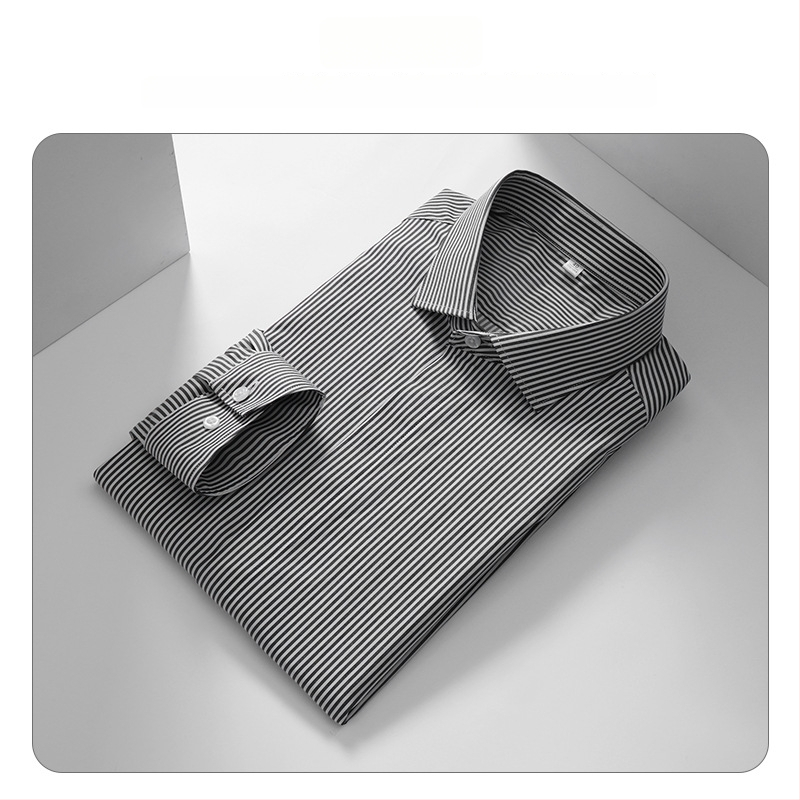 Meeste triibuline pikkade varrukatega särk, slim-fit lõige, bambuskiud, triikimata, kortsuvastane, masinpesu