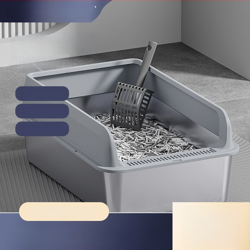 Macskaalmó tál, felső bejárattal, mélyített, magas kerítésű, fém-plasztik konstrukció, négyzetes forma