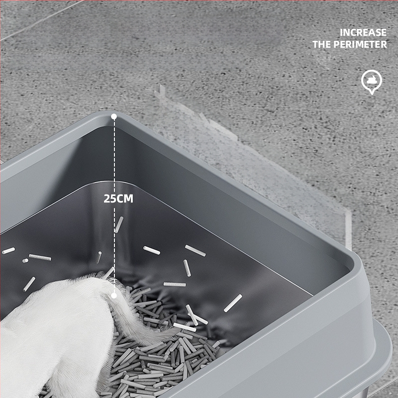 Macskaalmó tál, felső bejárattal, mélyített, magas kerítésű, fém-plasztik konstrukció, négyzetes forma