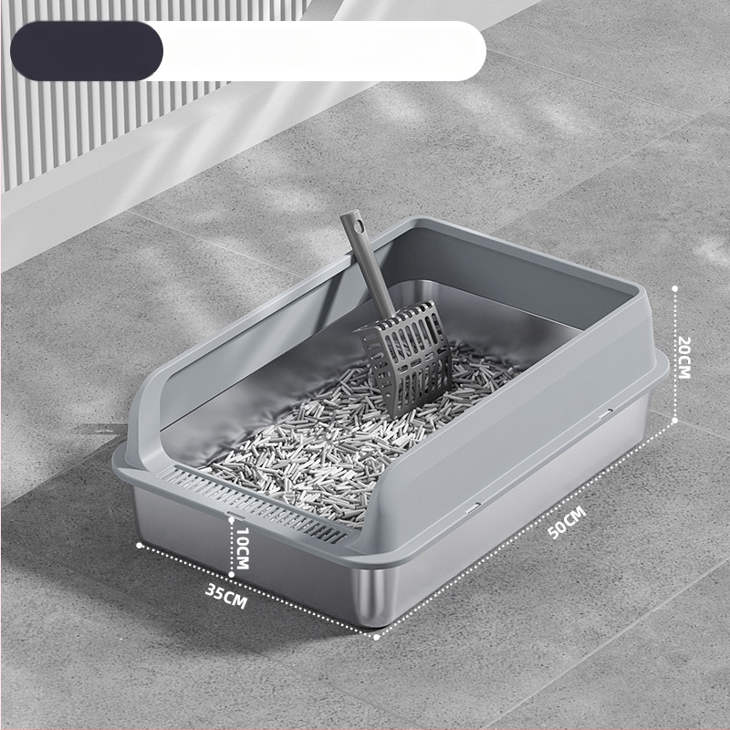 Macskaalmó tál, felső bejárattal, mélyített, magas kerítésű, fém-plasztik konstrukció, négyzetes forma