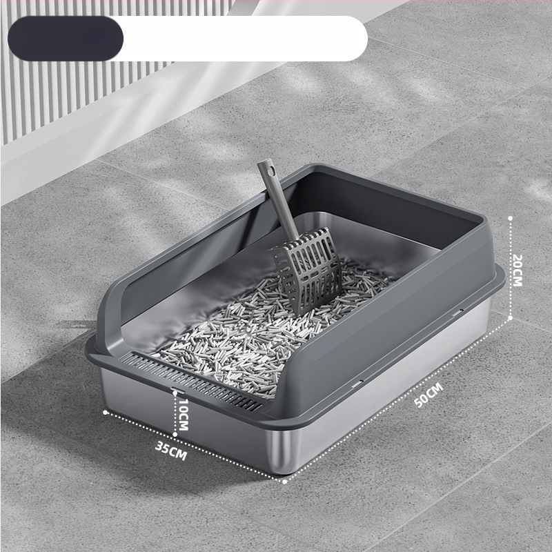 Macskaalmó tál, felső bejárattal, mélyített, magas kerítésű, fém-plasztik konstrukció, négyzetes forma