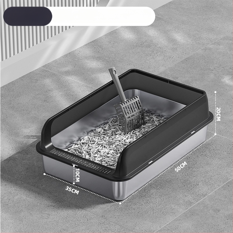 Macskaalmó tál, felső bejárattal, mélyített, magas kerítésű, fém-plasztik konstrukció, négyzetes forma