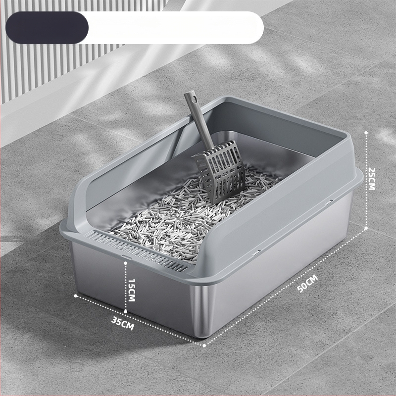 Macskaalmó tál, felső bejárattal, mélyített, magas kerítésű, fém-plasztik konstrukció, négyzetes forma