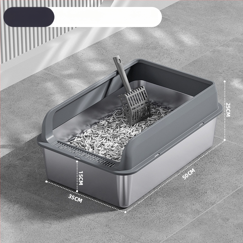 Macskaalmó tál, felső bejárattal, mélyített, magas kerítésű, fém-plasztik konstrukció, négyzetes forma