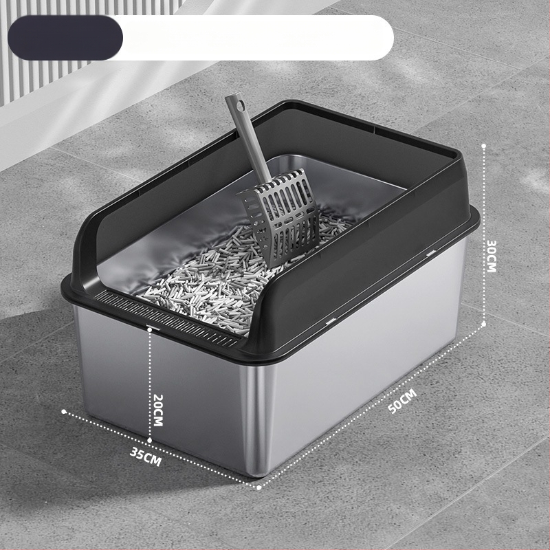 Macskaalmó tál, felső bejárattal, mélyített, magas kerítésű, fém-plasztik konstrukció, négyzetes forma