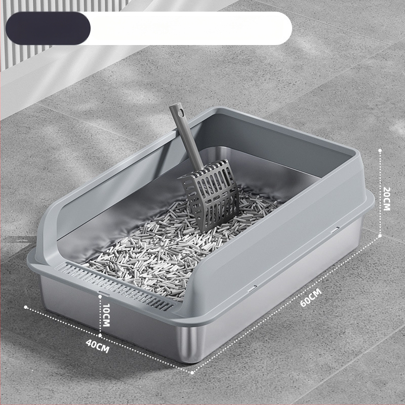 Macskaalmó tál, felső bejárattal, mélyített, magas kerítésű, fém-plasztik konstrukció, négyzetes forma