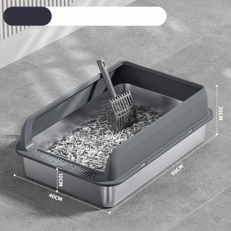 Macskaalmó tál, felső bejárattal, mélyített, magas kerítésű, fém-plasztik konstrukció, négyzetes forma