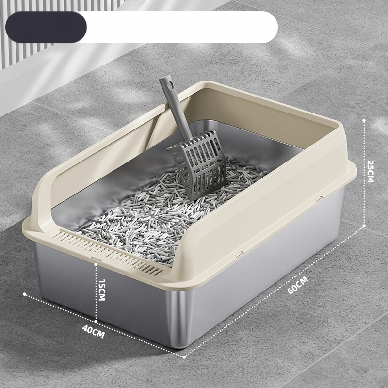 Macskaalmó tál, felső bejárattal, mélyített, magas kerítésű, fém-plasztik konstrukció, négyzetes forma