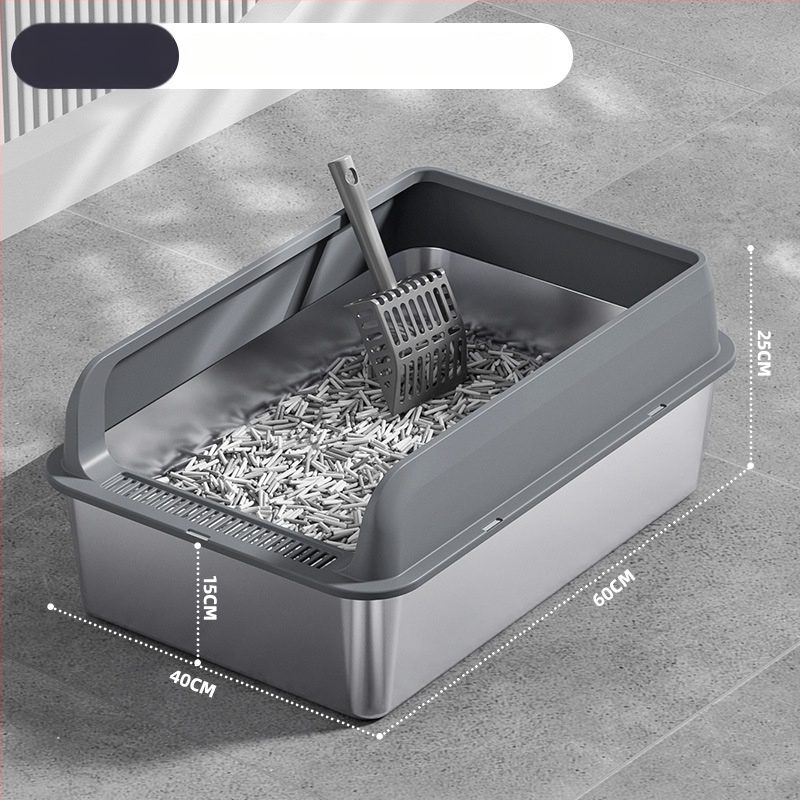 Macskaalmó tál, felső bejárattal, mélyített, magas kerítésű, fém-plasztik konstrukció, négyzetes forma