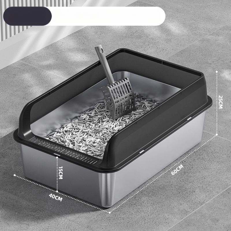 Macskaalmó tál, felső bejárattal, mélyített, magas kerítésű, fém-plasztik konstrukció, négyzetes forma