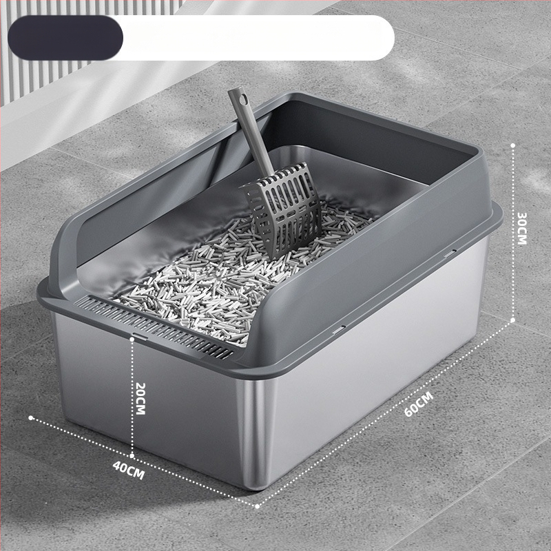 Macskaalmó tál, felső bejárattal, mélyített, magas kerítésű, fém-plasztik konstrukció, négyzetes forma