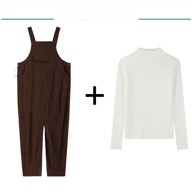 Бременски гащеризон с презрамки – свободна кройка, Chenille плат, спандекс <30%, подплатени с флис, панталони с дължина 3/4, двукомпонентен комплект