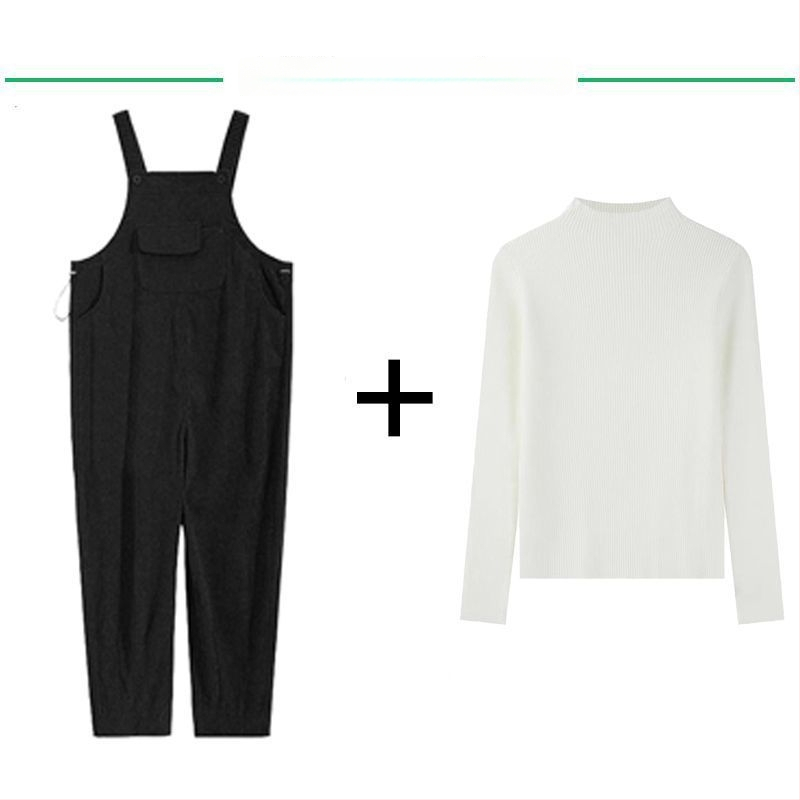 Бременски гащеризон с презрамки – свободна кройка, Chenille плат, спандекс <30%, подплатени с флис, панталони с дължина 3/4, двукомпонентен комплект