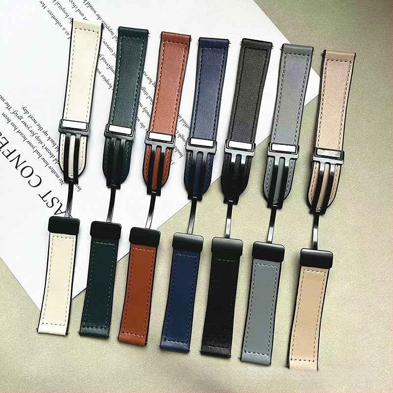 Каишка за часовник от силикон с Napa текстура, магнитно закопчаване, бърз освободителен механизъм, съвместима с Huawei GT и Apple Watch