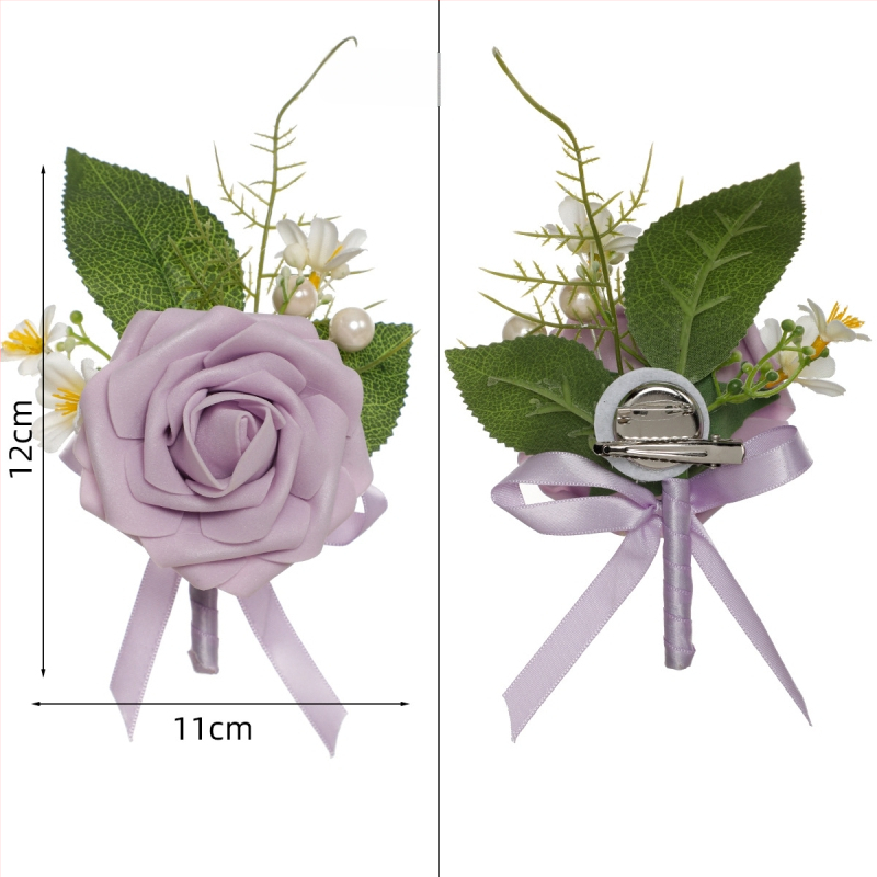 Сватбен корсаж-брошка с изкуствена роза, PE материал, ръчна изработка, корейски стил, проп за сватбена фотосесия