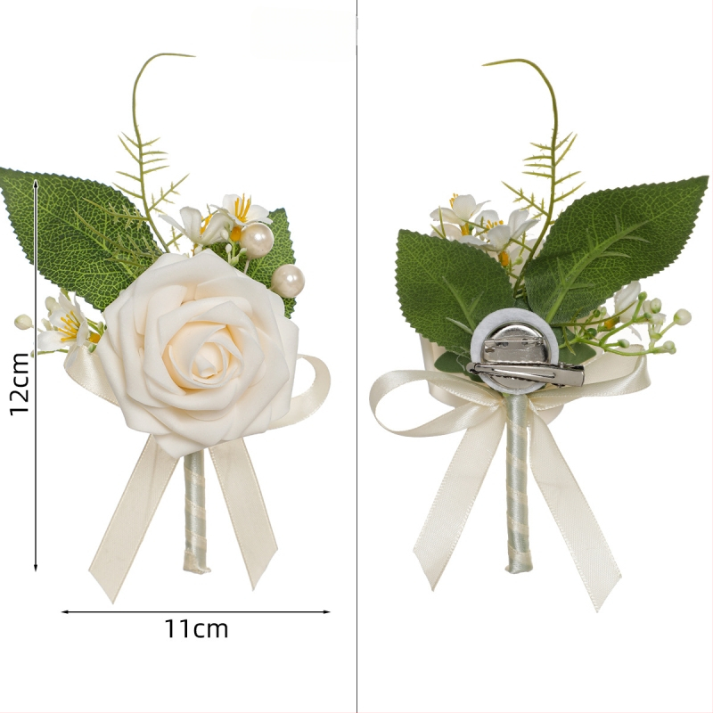 Сватбен корсаж-брошка с изкуствена роза, PE материал, ръчна изработка, корейски стил, проп за сватбена фотосесия